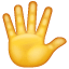Raised hand with fingers splayed Emoji U+1F590
