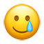 Smiling face tear emoji U+1F972