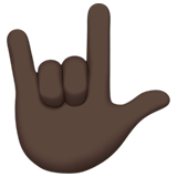 love-you gesture: dark skin tone