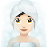 woman in steamy room: light skin tone