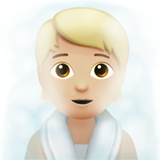 person in steamy room: medium-light skin tone