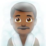 man in steamy room: medium-dark skin tone