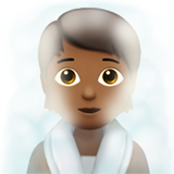 person in steamy room: medium-dark skin tone