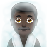 man in steamy room: dark skin tone