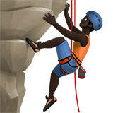 man climbing: dark skin tone