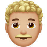 man: medium-light skin tone, curly hair