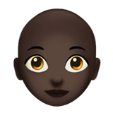 woman: dark skin tone, bald