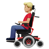 man in motorized wheelchair: medium-light skin tone