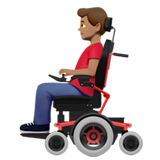 man in motorized wheelchair: medium skin tone
