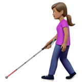 woman with white cane: medium skin tone
