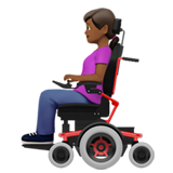 woman in motorized wheelchair: medium-dark skin tone