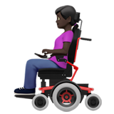 woman in motorized wheelchair: dark skin tone