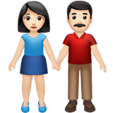 woman and man holding hands: light skin tone