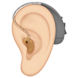 ear with hearing aid: light skin tone