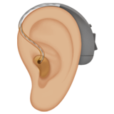 ear with hearing aid: medium-light skin tone