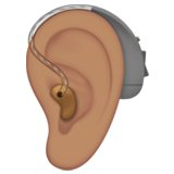 ear with hearing aid: medium skin tone