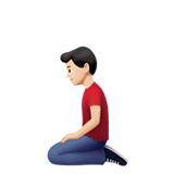 man kneeling: light skin tone
