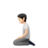 person kneeling: light skin tone