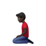 man kneeling: dark skin tone