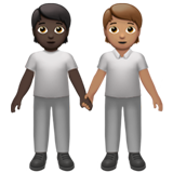 people holding hands: dark skin tone, medium skin tone