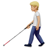 person with white cane: medium-light skin tone