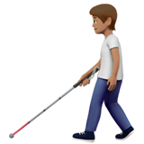 person with white cane: medium skin tone