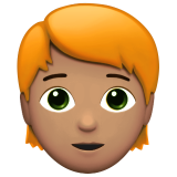 person: medium skin tone, red hair