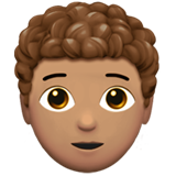 person: medium skin tone, curly hair