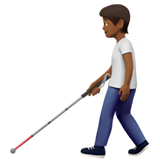person with white cane: medium-dark skin tone