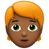 person: medium-dark skin tone, red hair