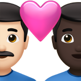couple with heart: man, man, light skin tone, dark skin tone