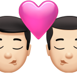 kiss: man, man, light skin tone