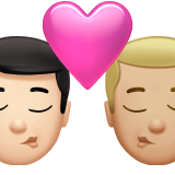 kiss: man, man, light skin tone, medium-light skin tone
