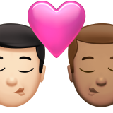 kiss: man, man, light skin tone, medium skin tone