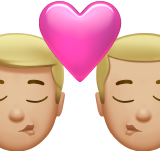 kiss: man, man, medium-light skin tone