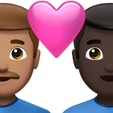 couple with heart: man, man, medium skin tone, dark skin tone
