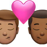 kiss: man, man, medium skin tone, medium-dark skin tone