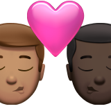kiss: man, man, medium skin tone, dark skin tone