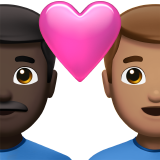 couple with heart: man, man, dark skin tone, medium skin tone