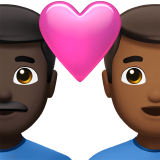 couple with heart: man, man, dark skin tone, medium-dark skin tone