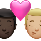 kiss: man, man, dark skin tone, medium-light skin tone