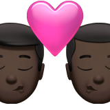 kiss: man, man, dark skin tone