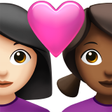 couple with heart: woman, woman, light skin tone, medium-dark skin tone