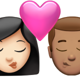 kiss: woman, man, light skin tone, medium skin tone