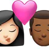 kiss: woman, man, light skin tone, medium-dark skin tone