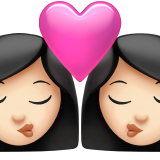 kiss: woman, woman, light skin tone