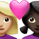 couple with heart: woman, woman, medium-light skin tone, dark skin tone