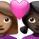 couple with heart: woman, woman, medium skin tone, dark skin tone