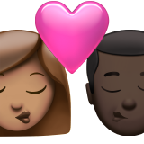 kiss: woman, man, medium skin tone, dark skin tone