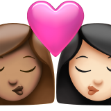 kiss: woman, woman, medium skin tone, light skin tone